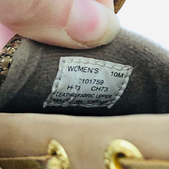 Sperry Topsider Women's Leather Boat Shoes Angelfish Gold foil Oat Size 10 M tan - Picture 5 of 5